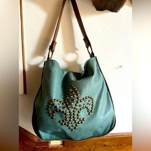 McFadin Stacy & Laurie Turquoise Leather Studded Handbag